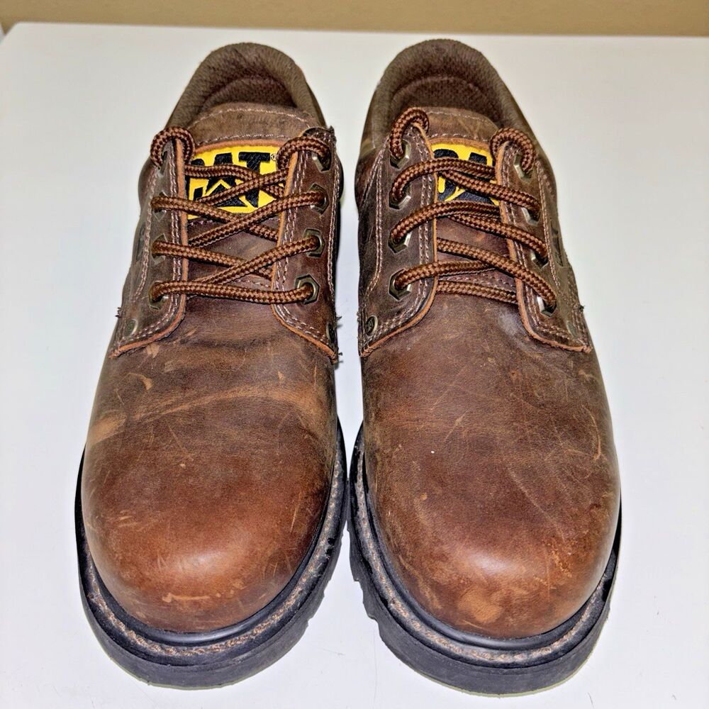 CAT Work Shoe Men 9 Slip Resistant Genuine Leather Lace Up 613 Moc Toe